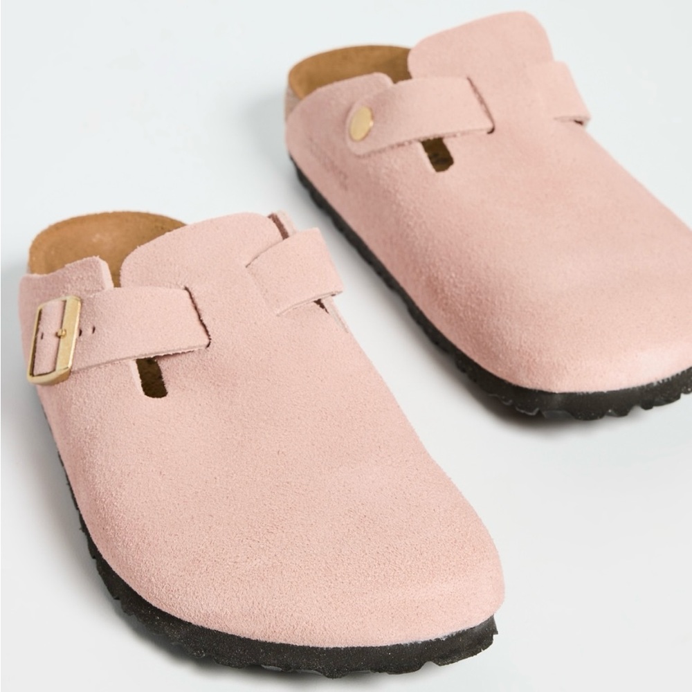 BIRKENSTOCK Boston Suede Leather Clog in Light Rose